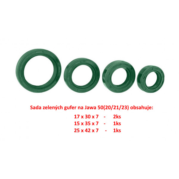 Guferá(ZELENÉ) motoru Jawa 50 (20/21/23) - SADA