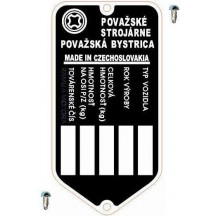 Výrobný štítok Považské strojárne - prázdn...