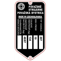 Výrobný štítok BAB 207 - Pov. strojárne